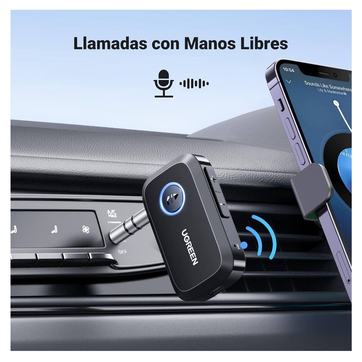 UGREEN - Receptor Bluetooth 60 Audio Auxilar UGREEN para AutoRadio Equipos Sonido  Parlantes