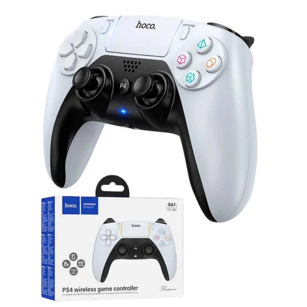 HOCO - Mando Joystick HOCO Inalámbrico Bluetooth PC PS4 Recargable Touchpad con  Vibración Audio 3.5mm