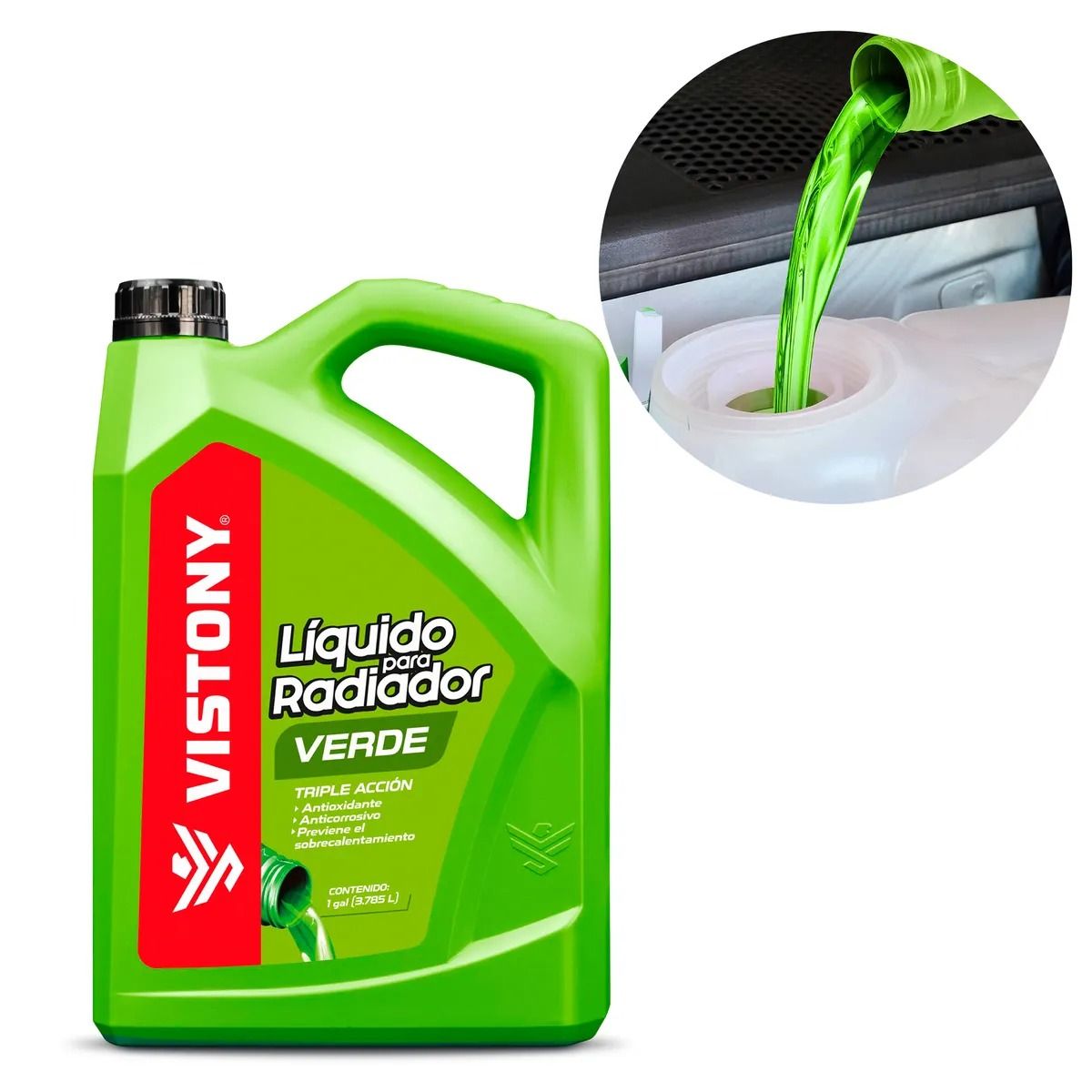 VISTONY - Refrigerante Vistony Liquido para Radiador Galón Verde