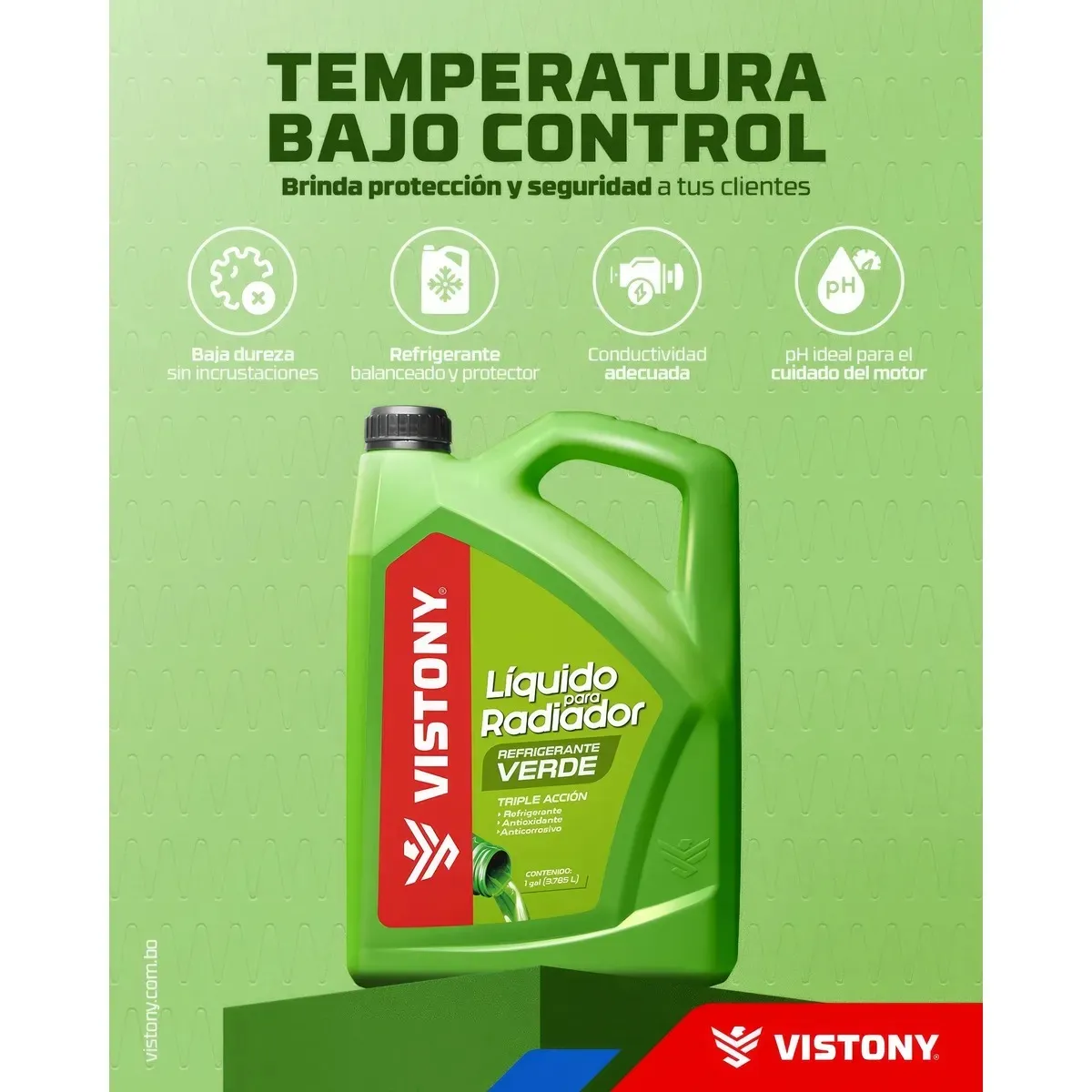 VISTONY - Refrigerante Vistony Liquido para Radiador Galón Verde
