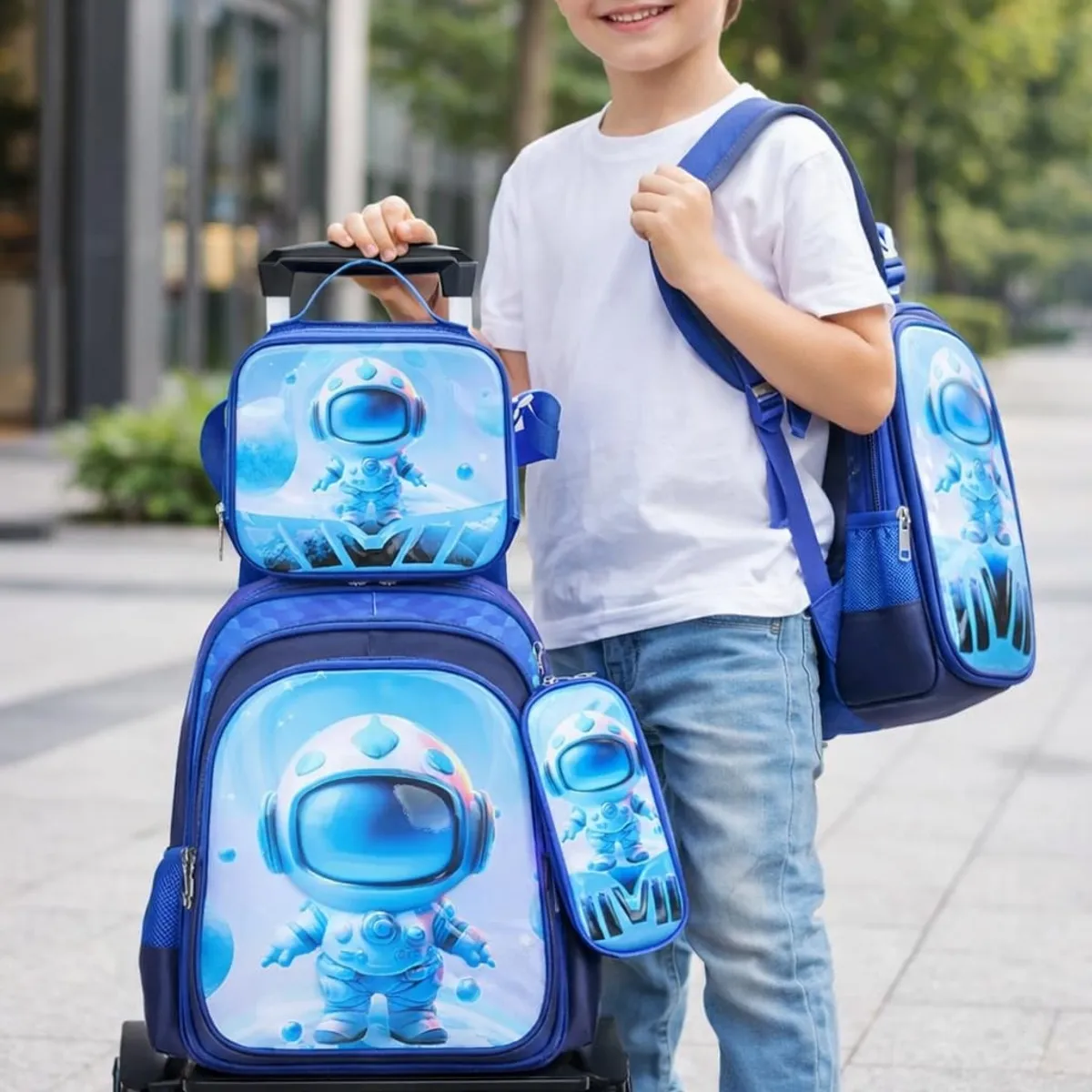 GENERICO - MOCHILA ASTRONAUTA TRES PIEZAS CON RUEDAS - DESMONTABLE