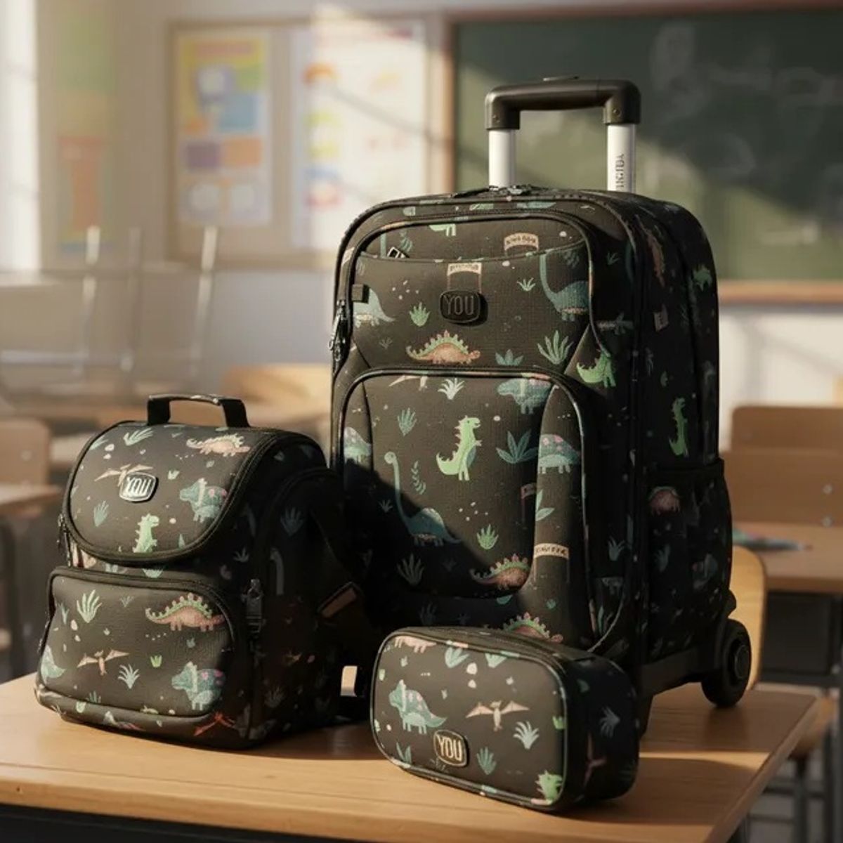 YOU - Mochila You Escolar con Ruedas + Cartuchera y lonchera