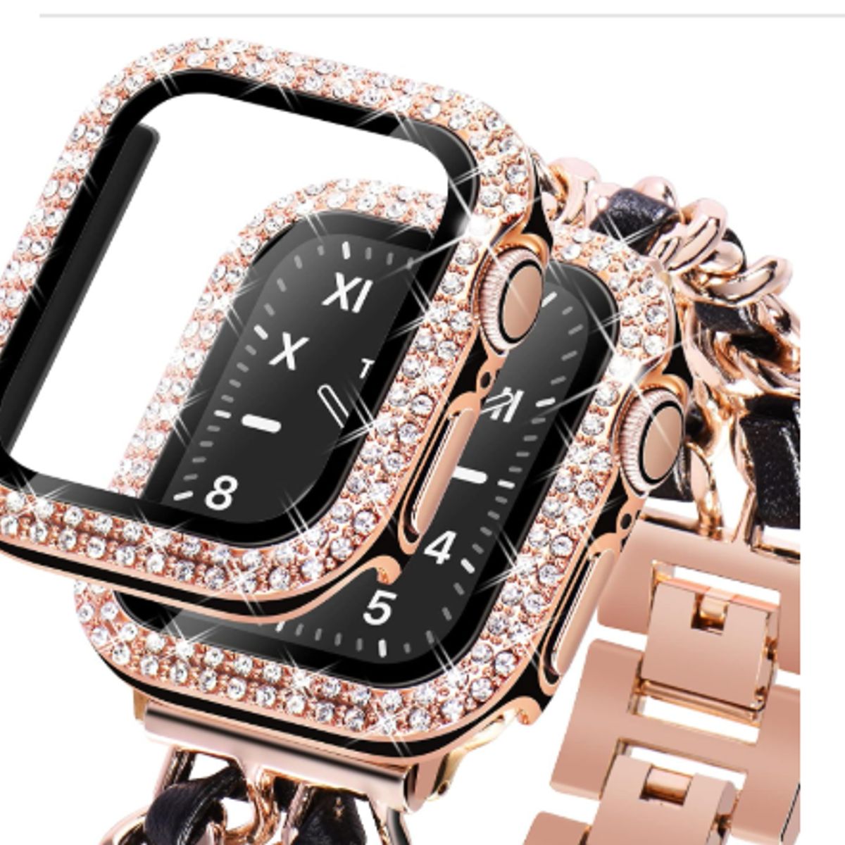 GENERICO - Bumper para Apple Watch Doble Fila Diamante 40mm - ROSA