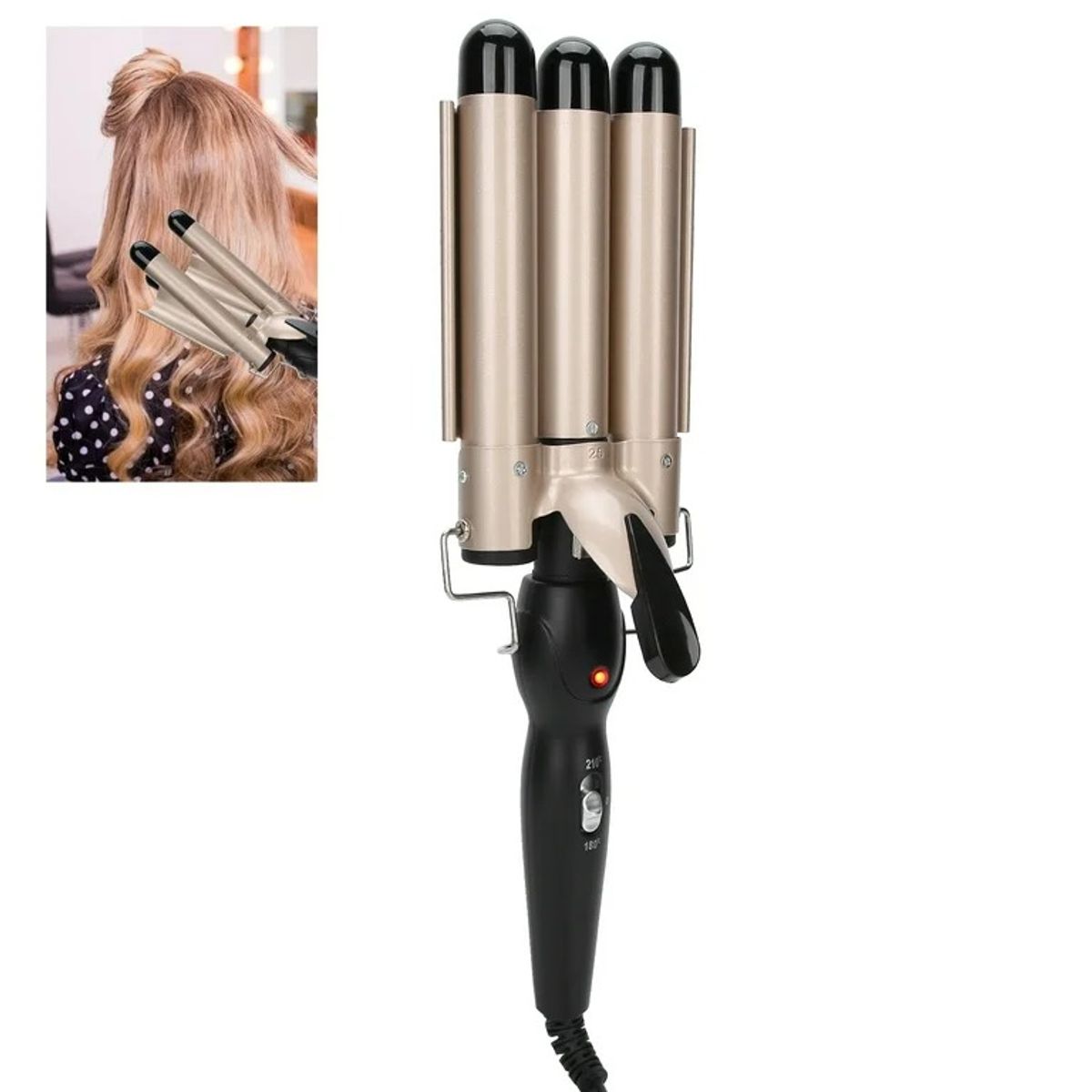 Rizador De Cabello Tenazas Para Rizar El Cabello 3 Barriles Ondulador Moldeador Ondas Tenaza Triple, marca OEM - Foto Principal