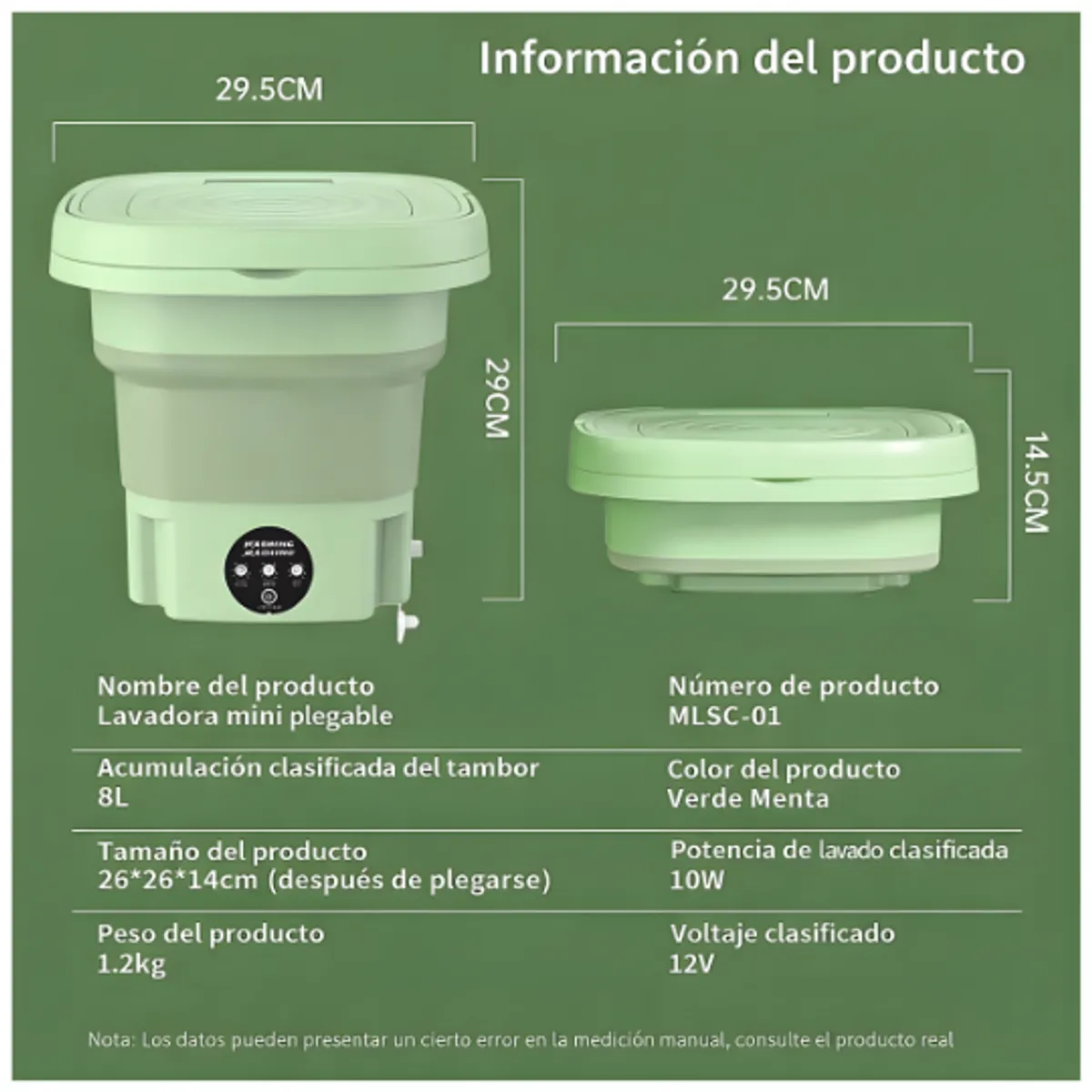 GENERICO - Lavadora Portátil Plegable 2 en 1: Lava y Escurre