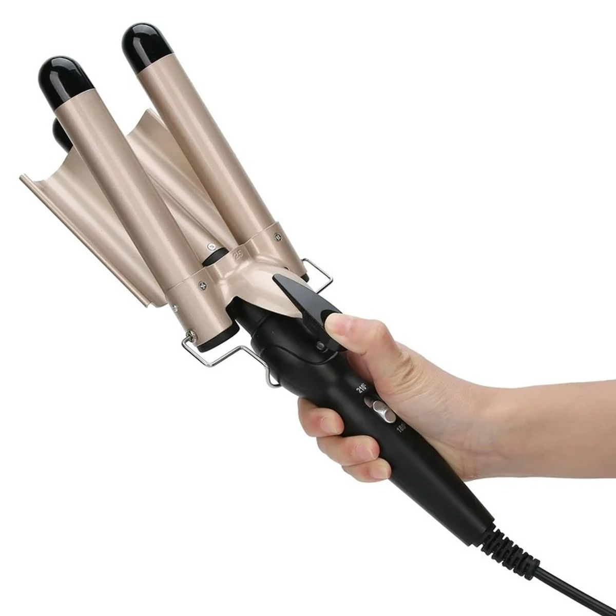 OEM - Rizador de Pelo Rizadora de 3 Tubos Tenaza Curler Multifunción para Rizar y Ondas un Efecto Ondulado