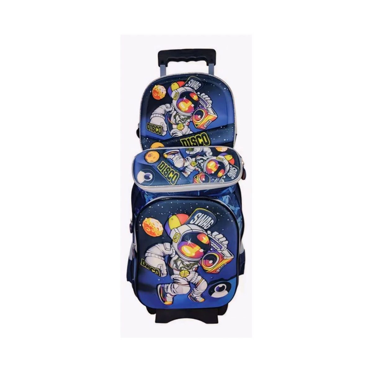 GENERICO - MOCHILA CON RUEDAS+LONCHERA+CARTUCHERA CON DIBUJOS  PARA NIÑOS