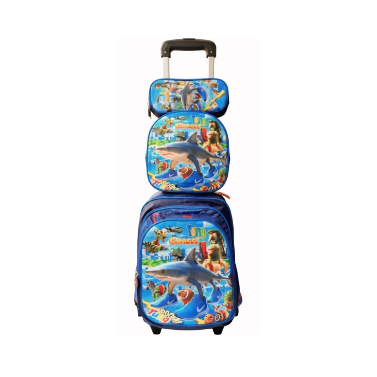 GENERICO - MOCHILA CON RUEDAS+LONCHERA+CARTUCHERA CON DIBUJOS  PARA NIÑOS