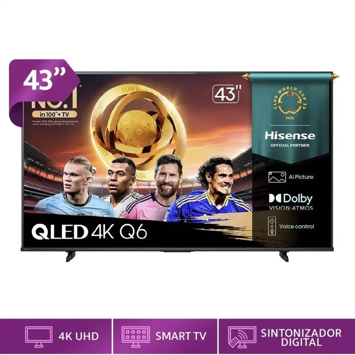 HISENSE - TELEVISOR HISENSE 43 QLED 4K 43Q6QV SMART TV