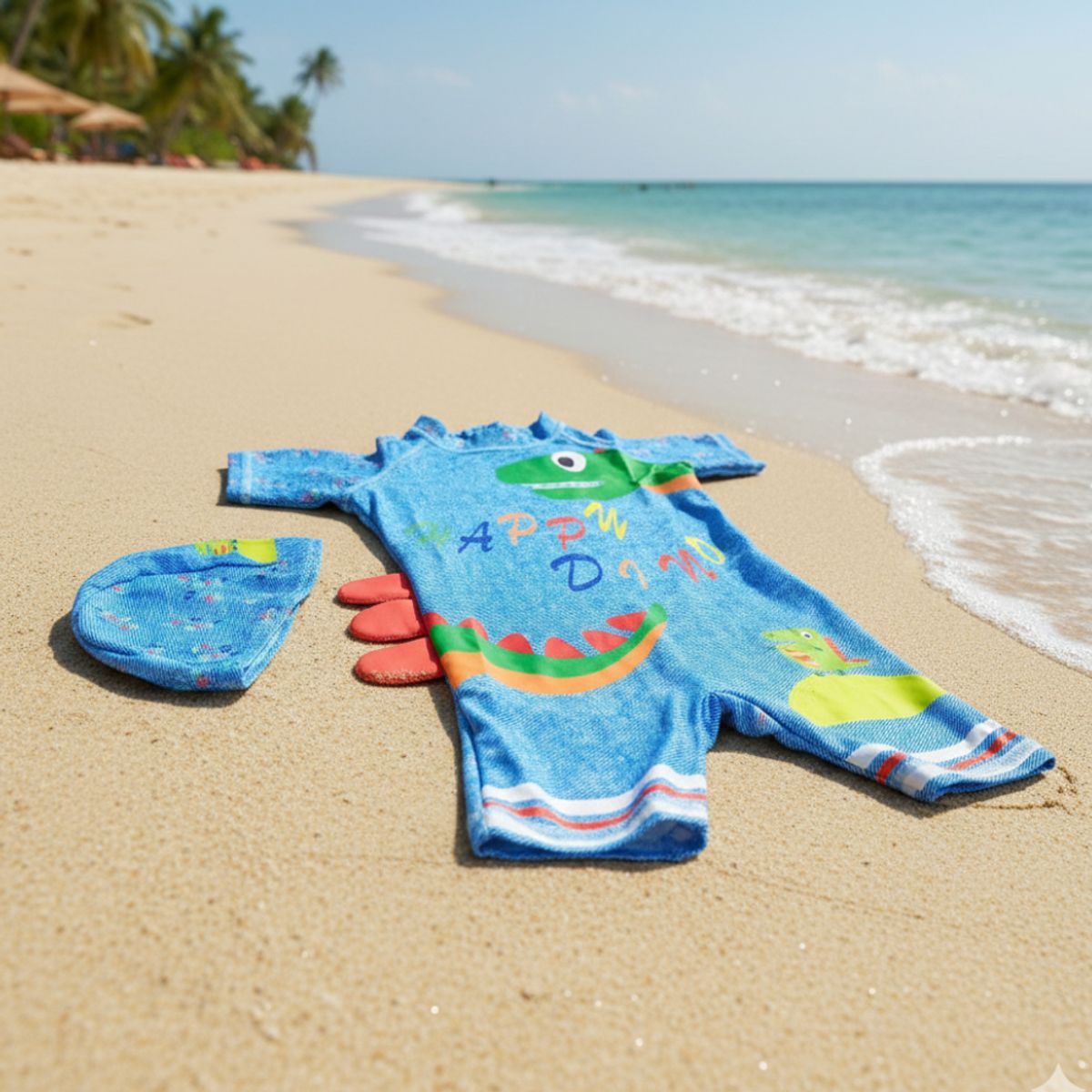 GENERICO - Ropa de Baño para Niño UV Dinosaurio Cuello Alargado Azul de 1 Año para 6 Años