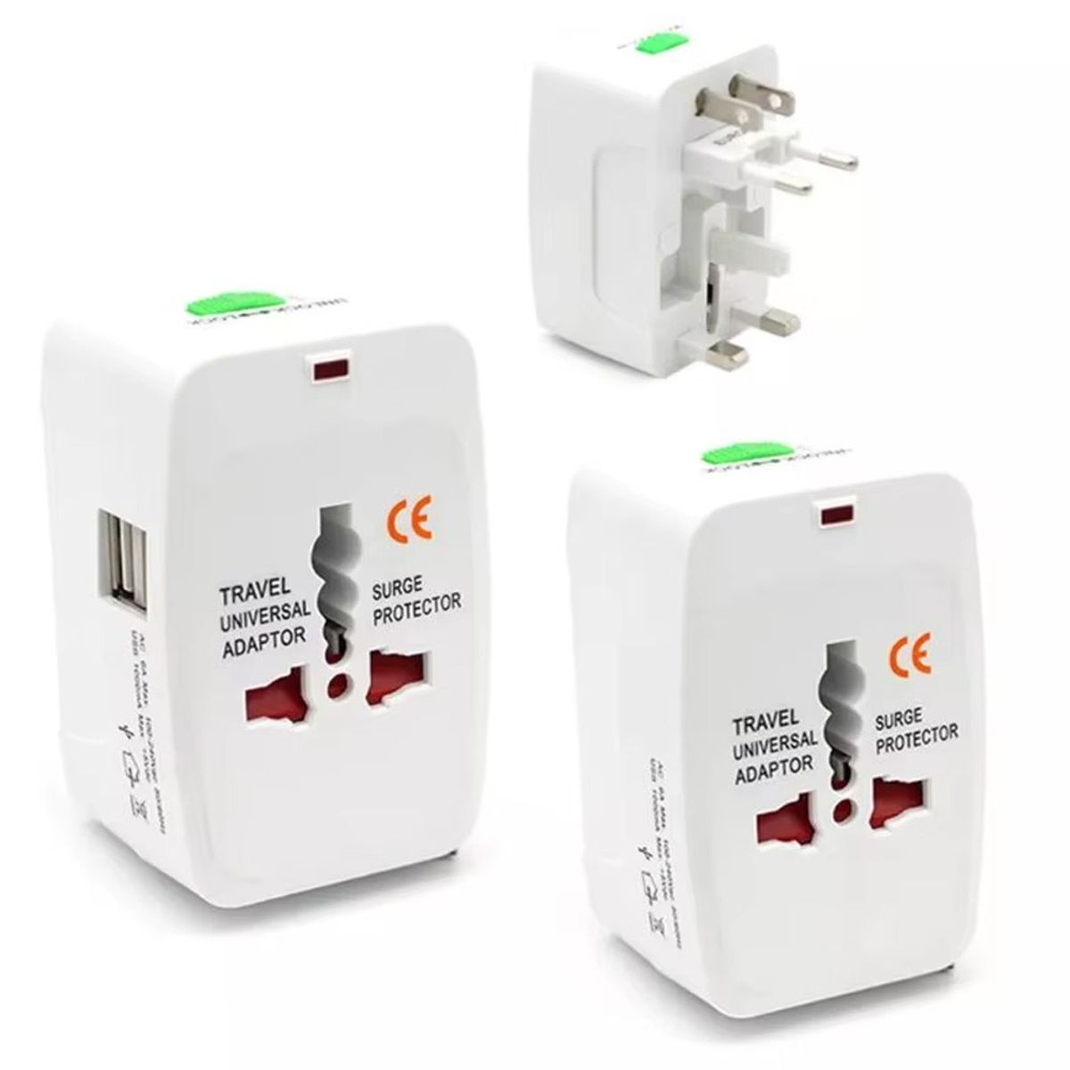 GENERICO - Adaptador Internacional de Enchufe Universal Viajero 110V–240V + 2 USB