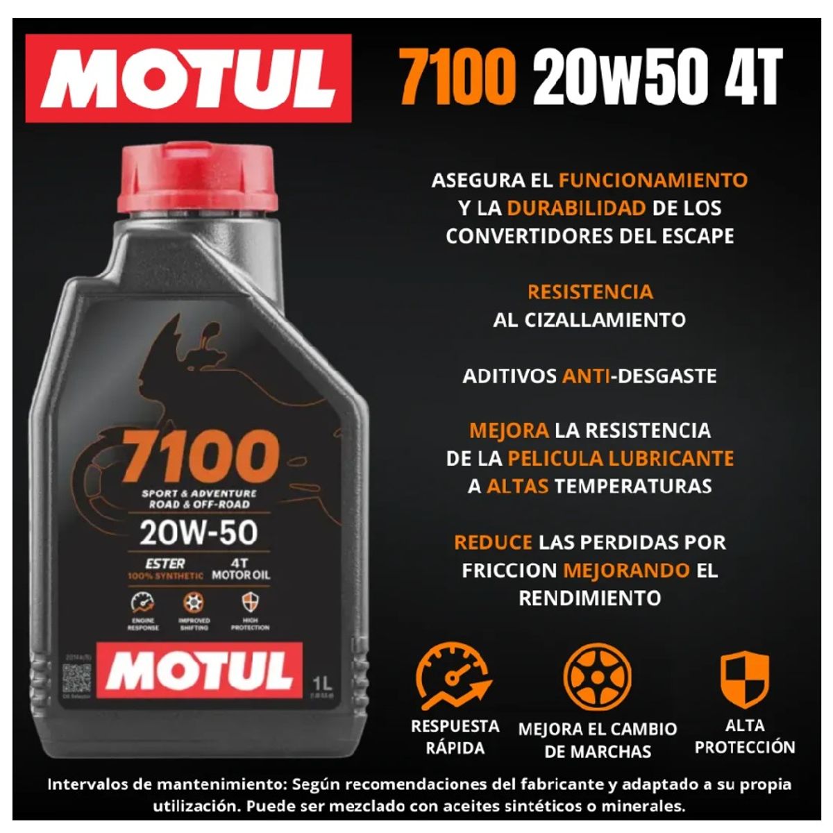 ACEITE MOTUL 7100 20W50 1L Fs, marca GENERICO - Foto 2