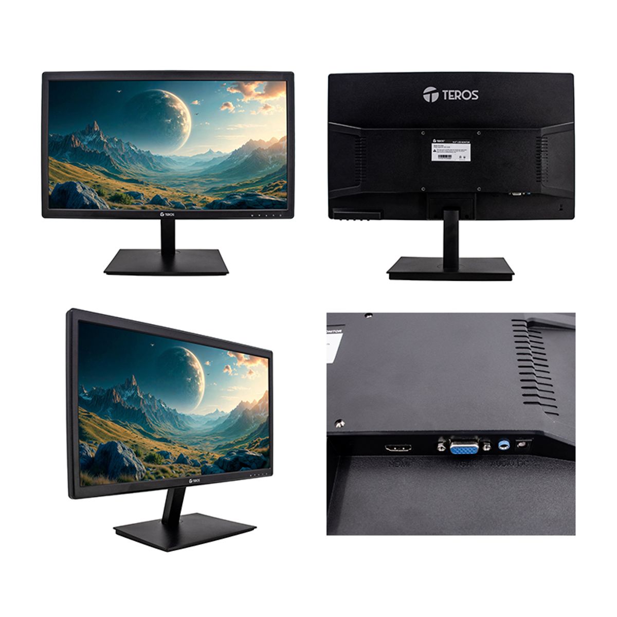 TEROS - Monitor Plano TEROS TE-1916S, 19.5" HD TN, 75 Hz, 5ms, HDMI, VGA, AUDIO OUT, Parlantes