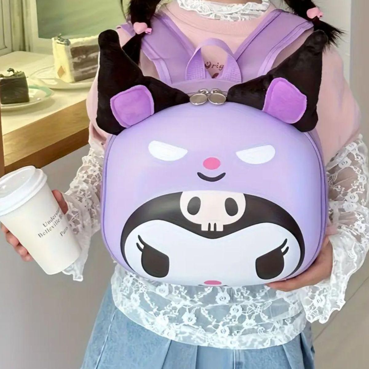 HELLO KITTY - Mochila  Kuromi Sanrio Estilo Kawaii