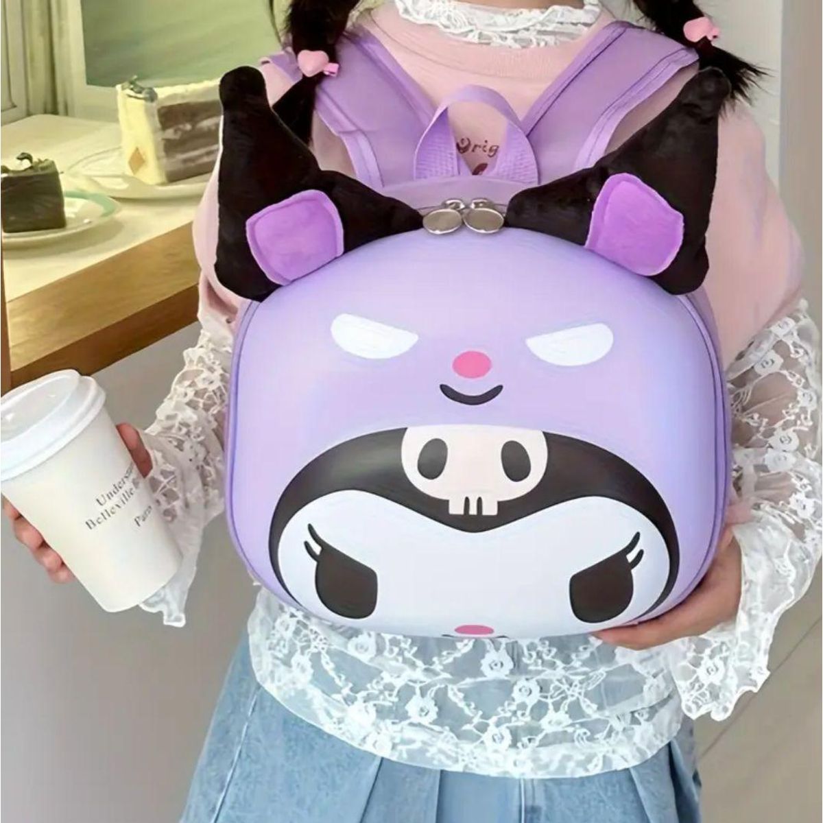 HELLO KITTY - Mochila  Kuromi Sanrio Estilo Kawaii