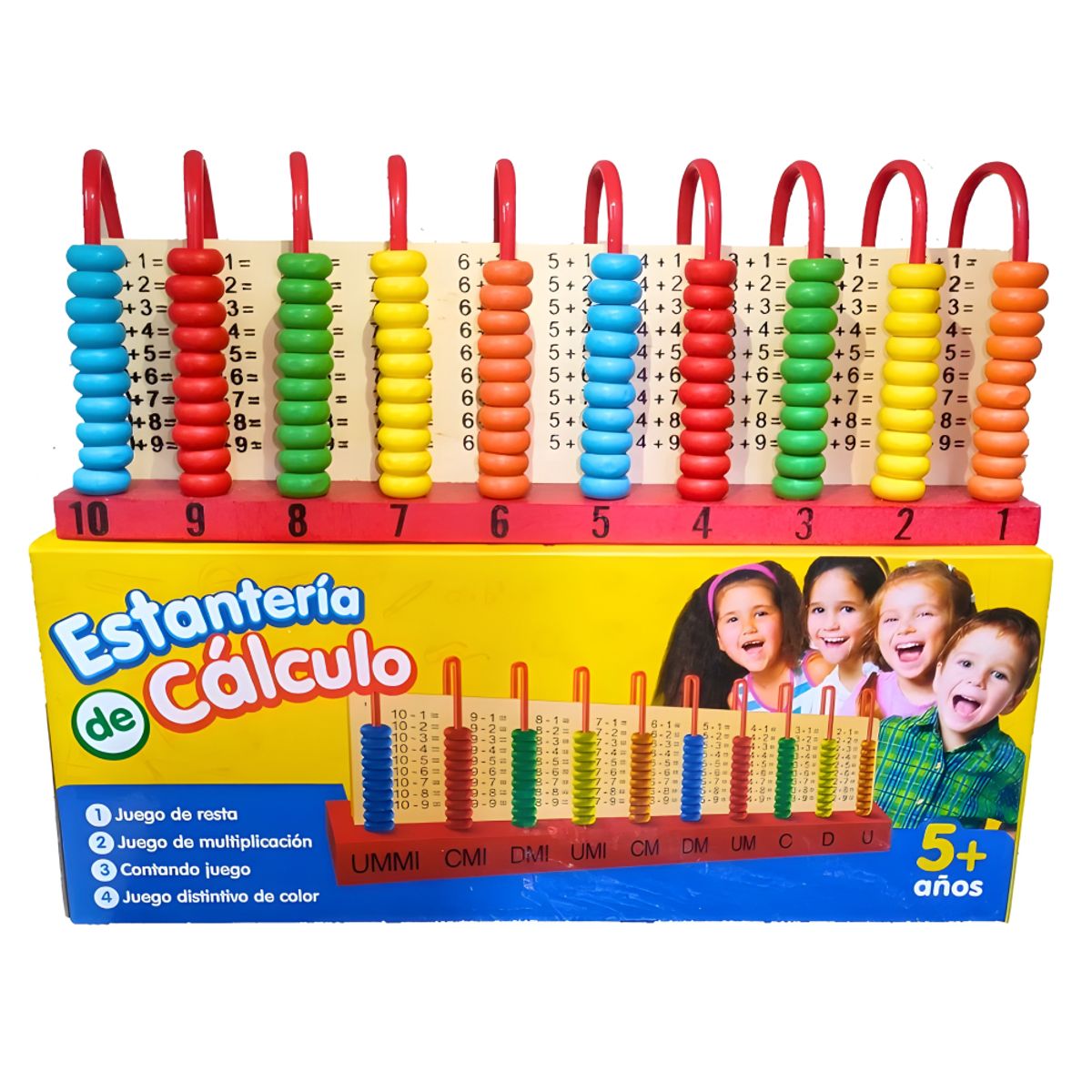 GENERICO - Ábaco Vertical de Madera 10 Columnas Juego Didáctico Matemático