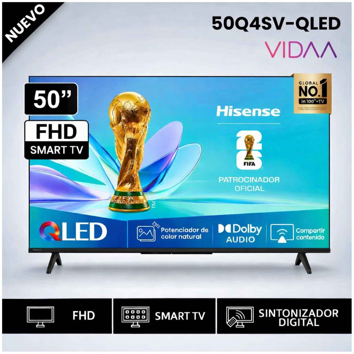 HISENSE - Televisor Hisense 50 Qled Smart FHD 50Q4SV