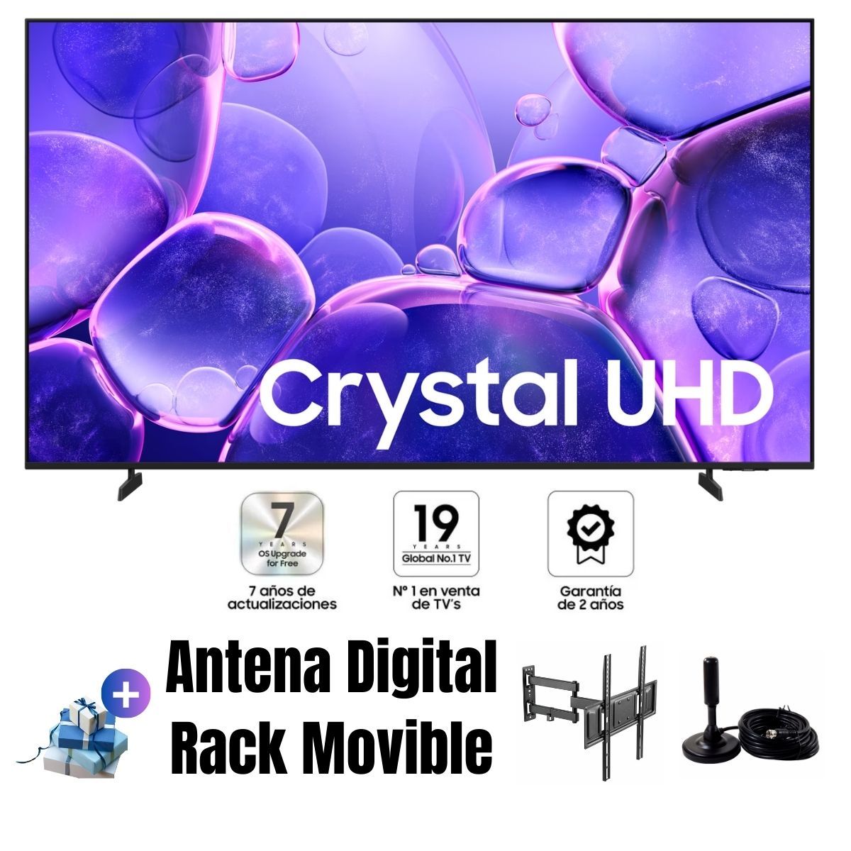 SAMSUNG - Televisor SAMSUNG 75'' Crystal UHD 4K UN75U8000FGXPE 2025 + Ant + Rack Movible