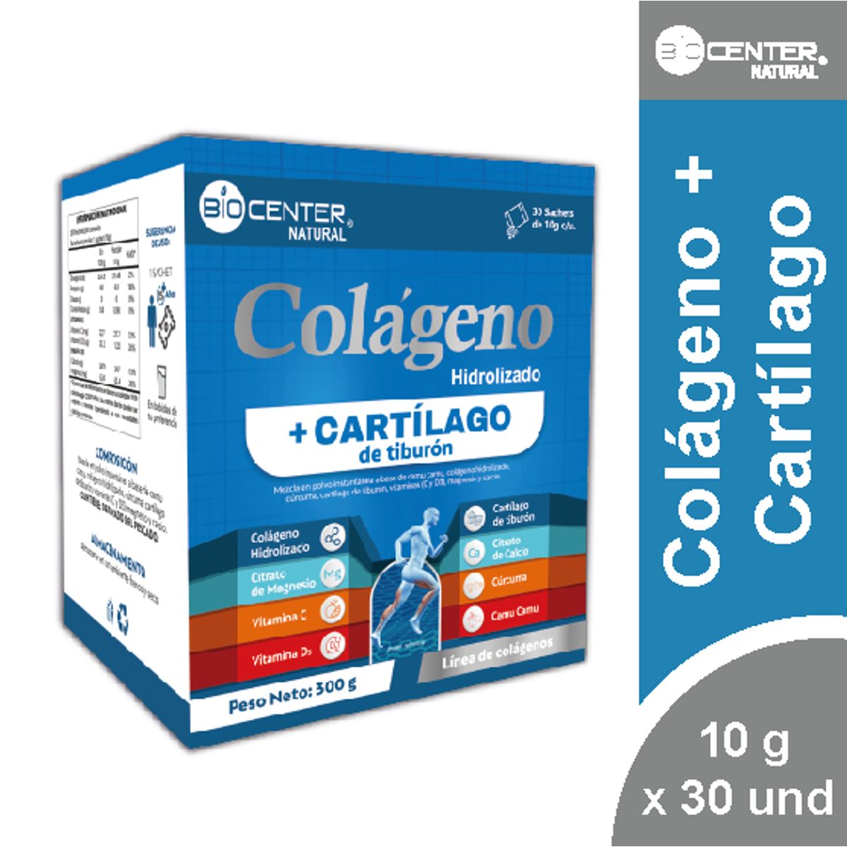 BIOCENTER NATURAL - Colágeno + Cartílago de tiburón x caja 10g x 30 und  - Biocenter Natural