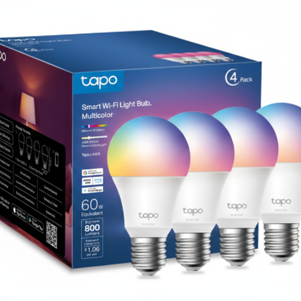 TP LINK - TP-Link - Foco Tapo L530E 4-Pack Smart Wi-Fi Light Bulb Multicolor