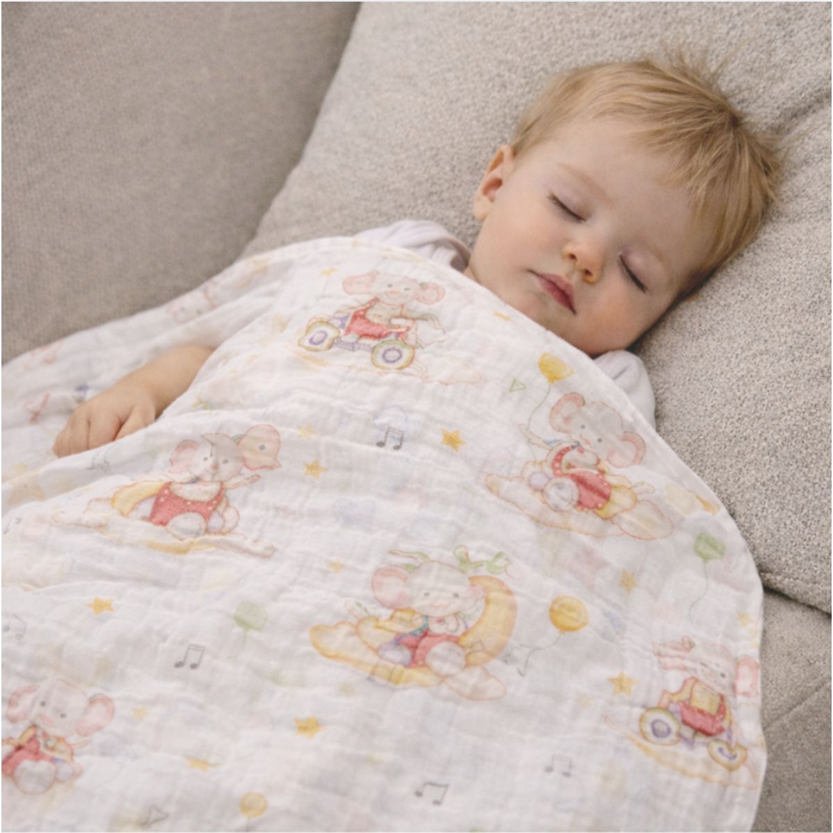 CERDITA - Manta Muselina para Bebé 2 Capas 100% algodón -  Elefante