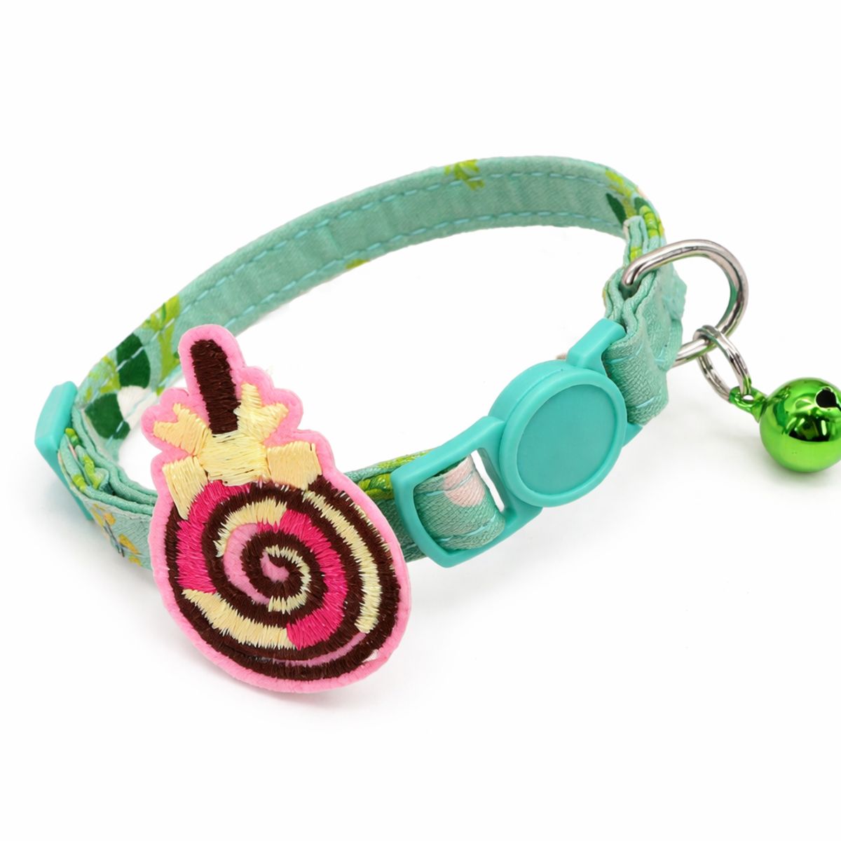 CATITO - COLLAR PARA GATOS CON DIJE BORDADO - TURQUESA