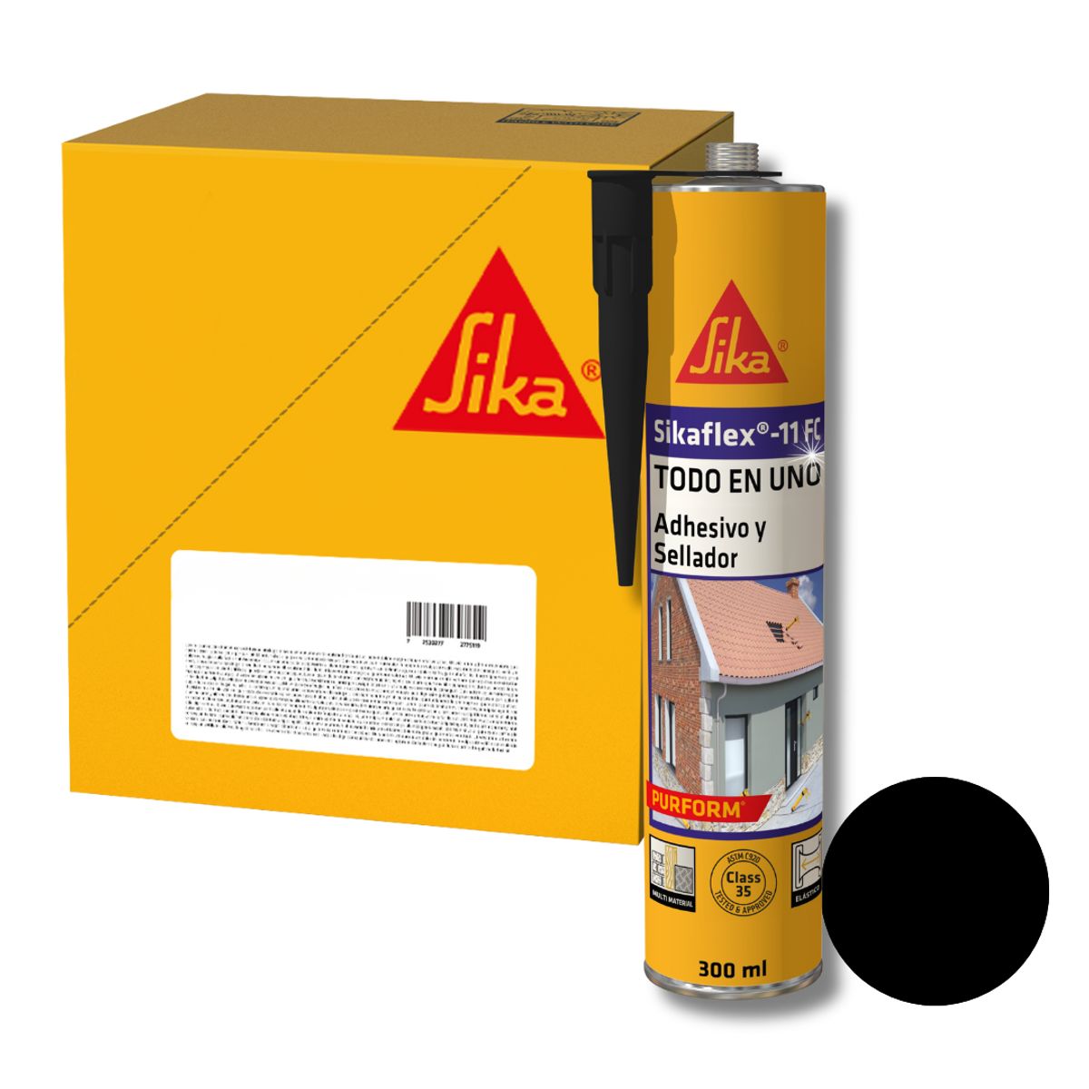 SIKA - Pack 12 unidades Adhesivo y sellante de juntas Sikaflex 11 Fc Negro