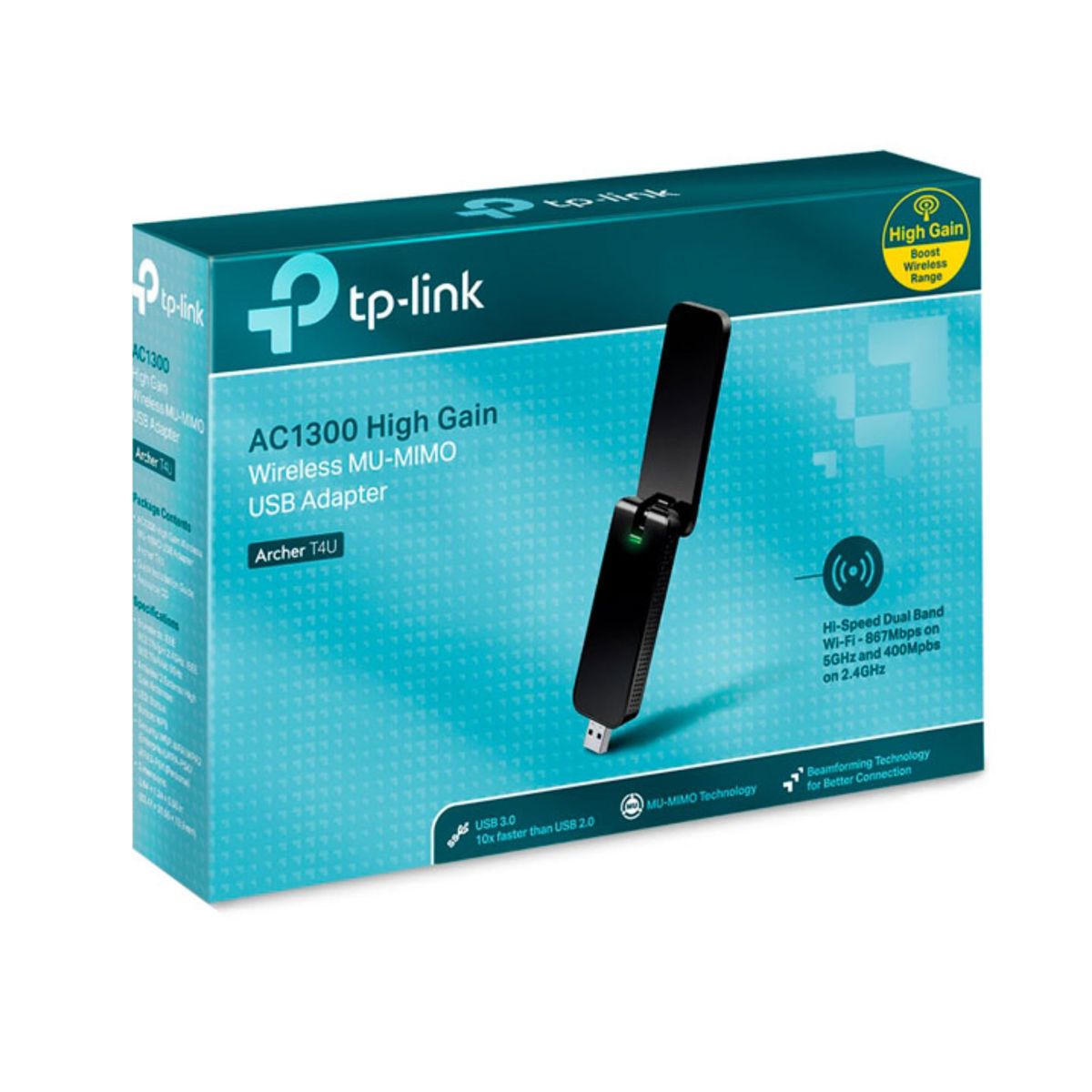 TP LINK - ADAPTADOR USB TP-LINK AC1300 DOBLE BANDA ARCHER T4U WIRELESS
