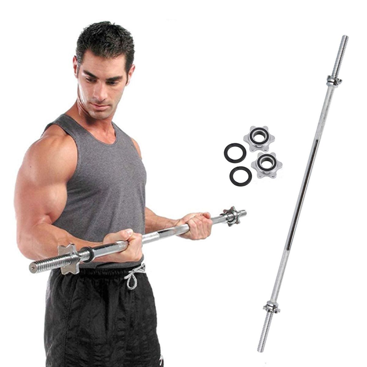 HOLGU - Barra Recta Cromada 180m Para Disco Pesas