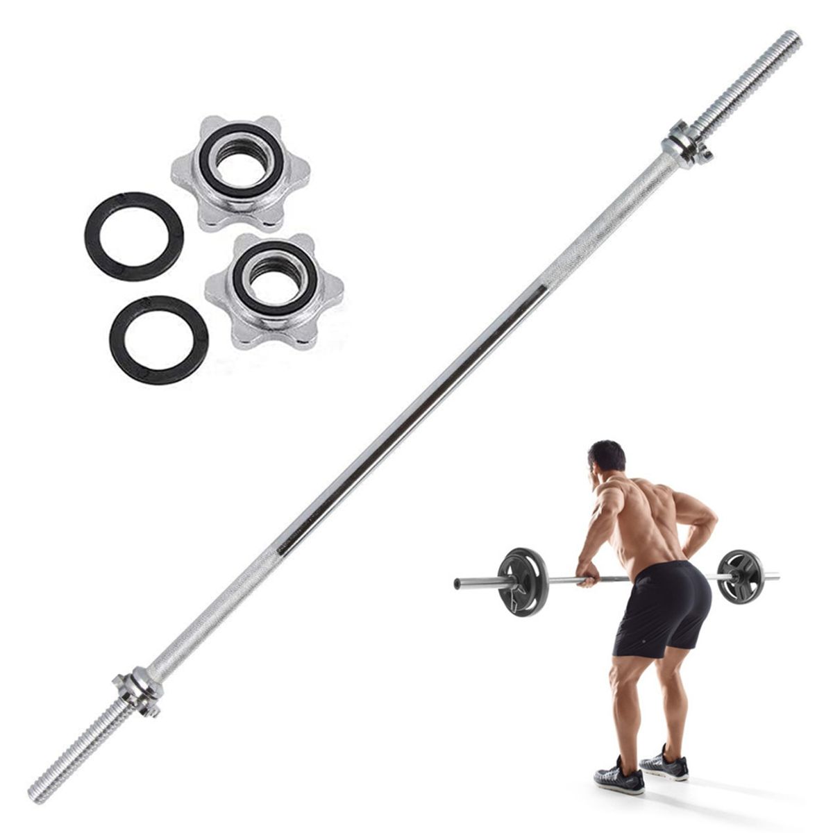 HOLGU - Barra Recta Cromada 180m Para Disco Pesas