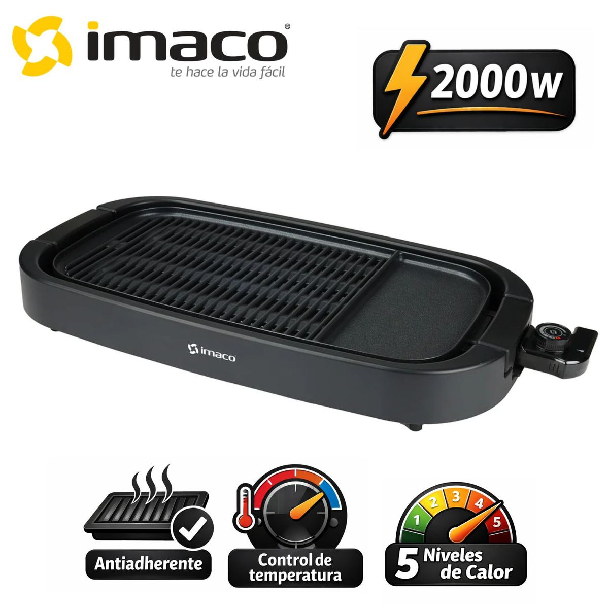 IMACO - Parrilla Multiuso Imaco IG2327SF Antiadherente con Control de temperatura