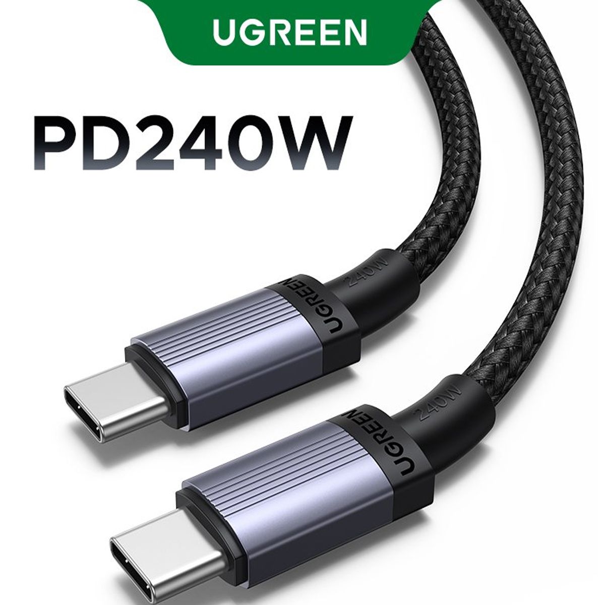 UGREEN - Cable Ugreen L532 Tipo Ca C PD 240W Carga Rapida 1m Negro