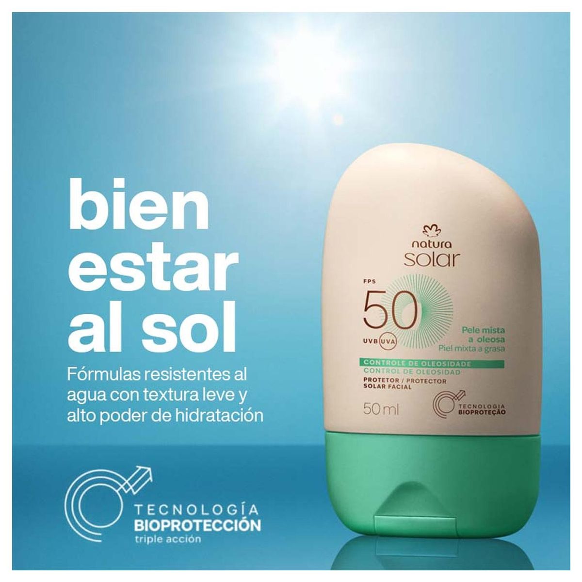 NATURA - Protector Solar Facial Piel Mixta a Oleosa FPS 50 Natura Solar