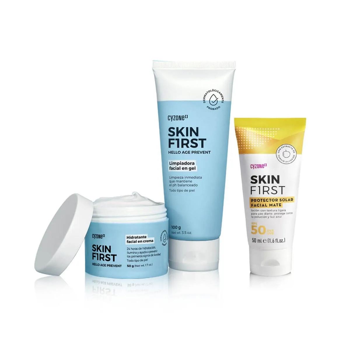 Kit Facial Skin First Limpiador con Hidratante y Protector Solar CYZONE ...