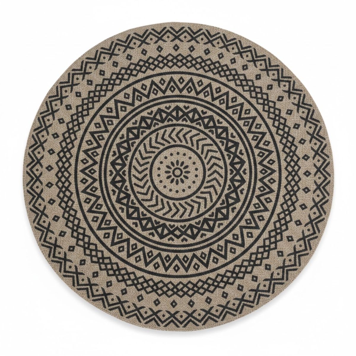 GENERICO - Pack x6 Manteles Individuales Redondos Diseño Mandala Negro