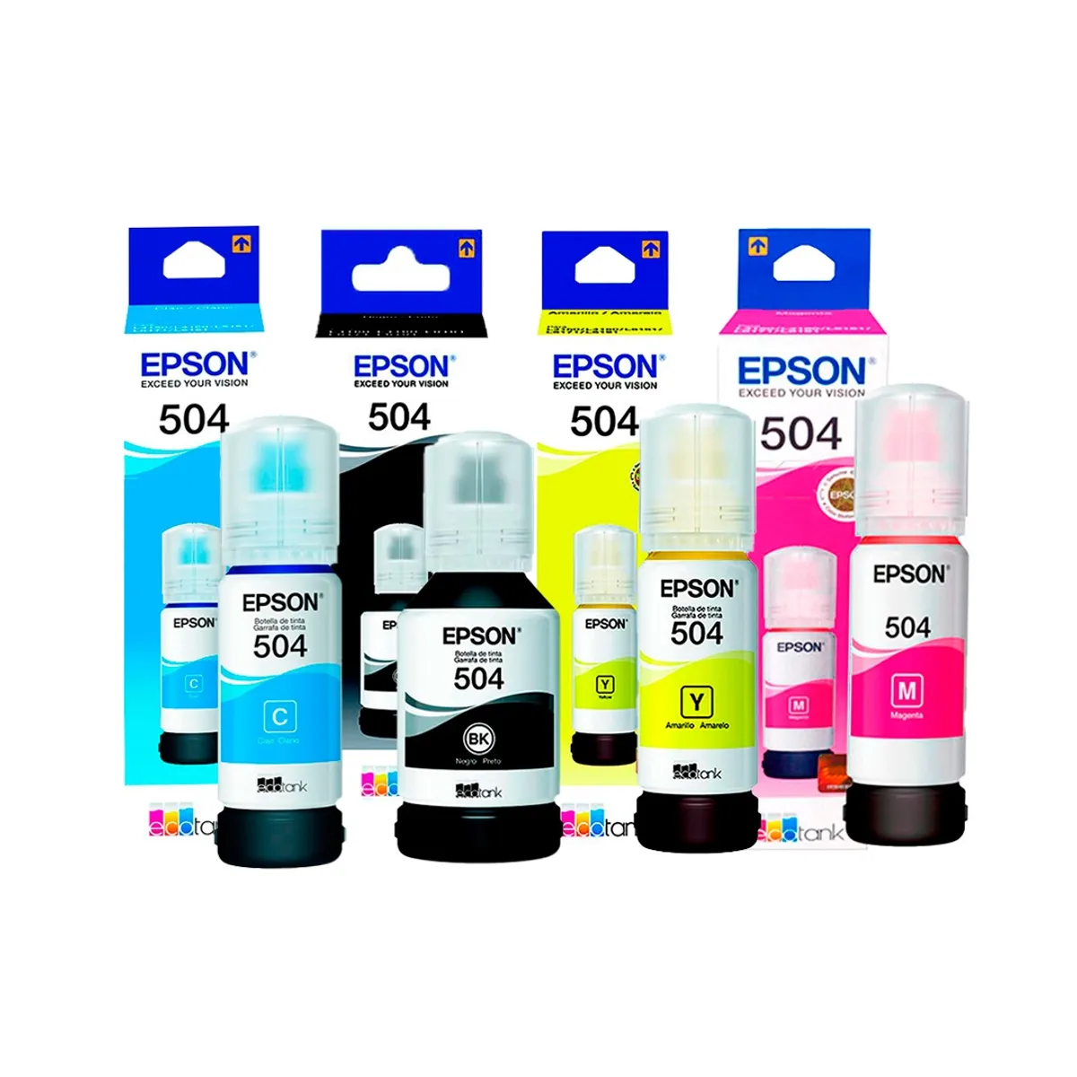 EPSON - Kit 4 Tinta Epson T504 EcoTank L14150, L6270, L4370, L6370 Original - 127ml - 70ml