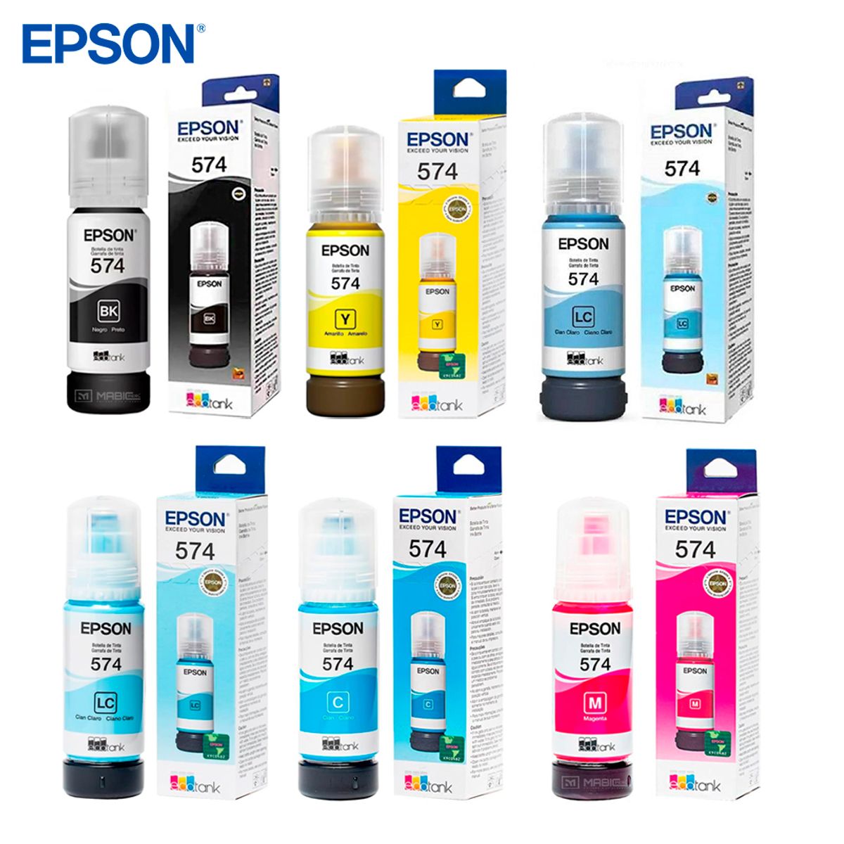 EPSON - Kit 6 Tinta Epson T574 EcoTank L8050 Original - 70ml