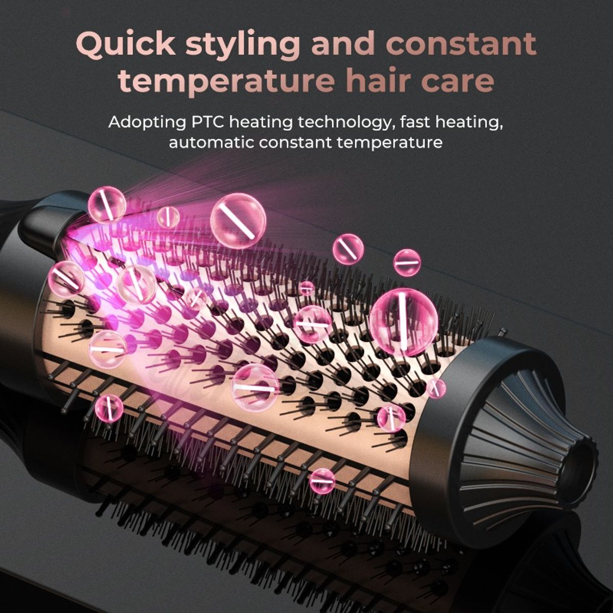 GIOIO - Cepillo Alisador y Rizador de Cerámica con Aire Caliente