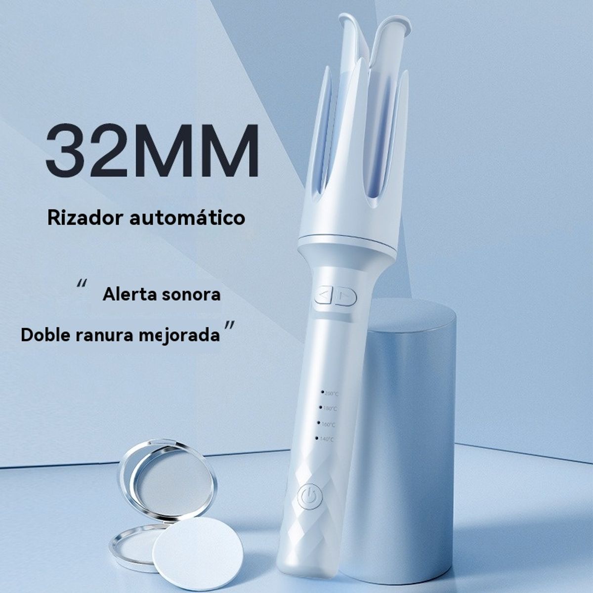 GIOIO - Rizador Automático 32mm Iones Doble Ranura Sin Enredos