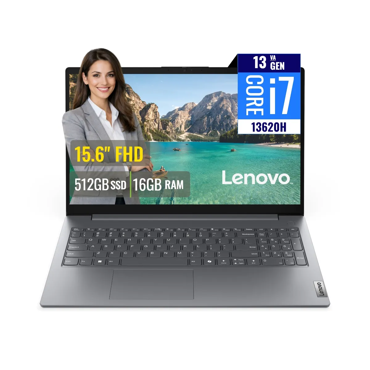 Laptop Lenovo V15 G5 IRL Intel Core i7 13620H 16GB RAM 512GB SSD M.2 15.6 FHD FreeDOS, marca LENOVO - Foto Principal
