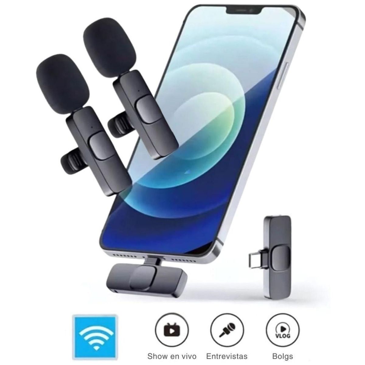 GENERICO - Micrófono Inalámbrico Recargable K8 Solapero Doble Micrófono Entrada Tipo C