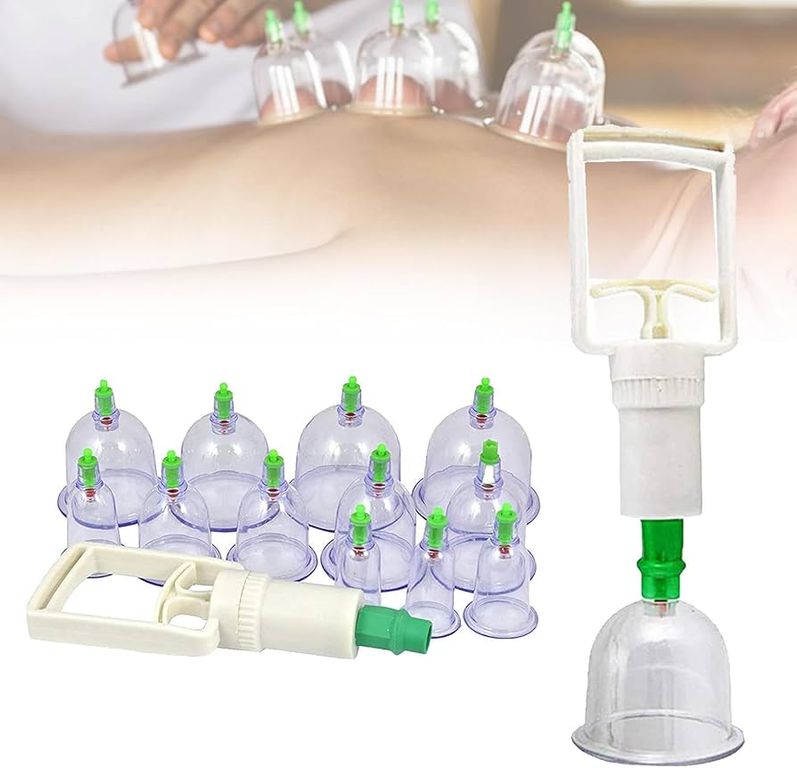 Kit de 12Copas Ventosas con Bomba de Succión para Terapia de Masaje ...