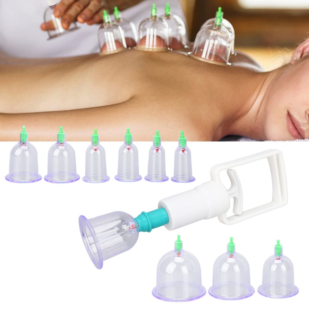 Kit de 12Copas Ventosas con Bomba de Succión para Terapia de Masaje ...