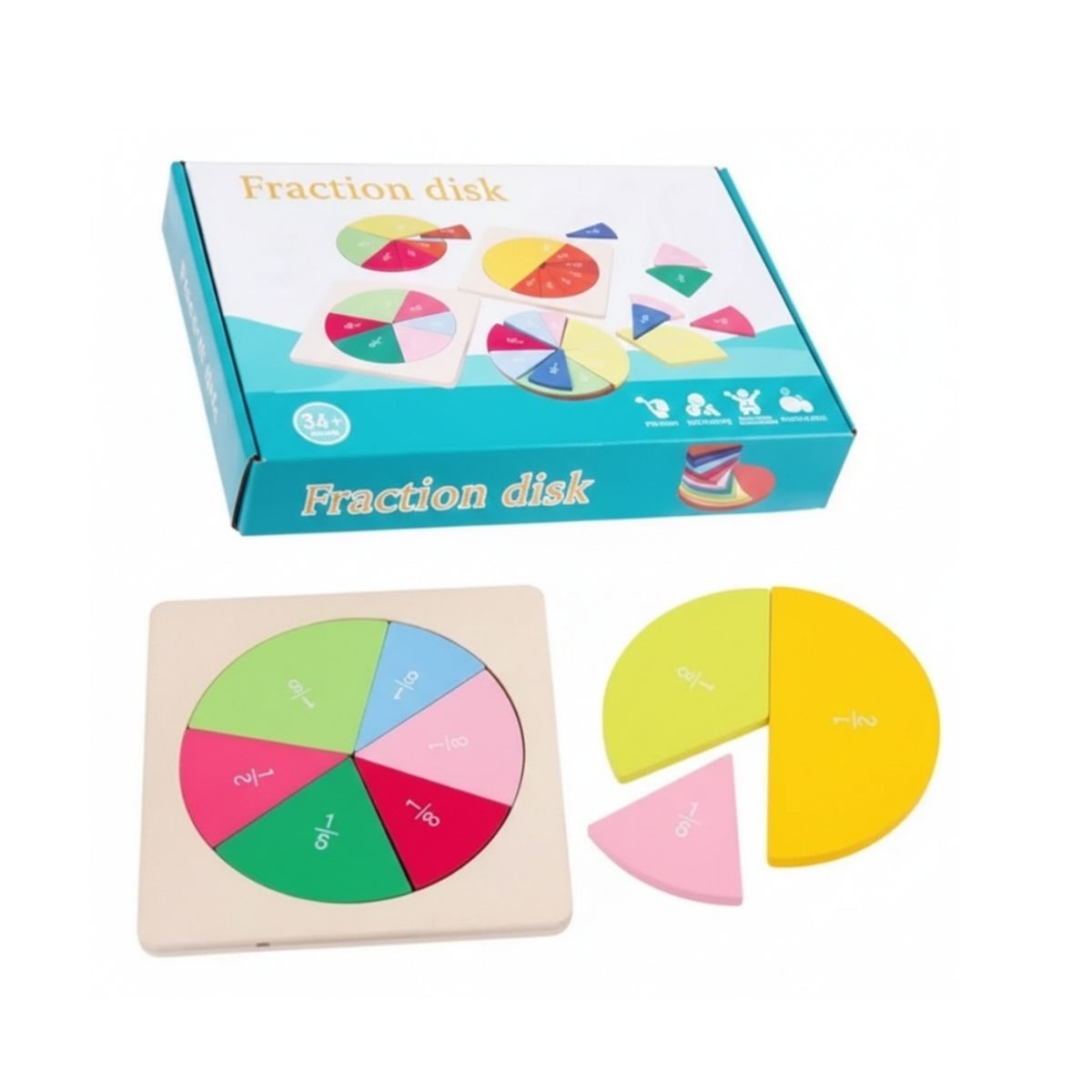 GENERICO - Disco de Fracciones en Madera para Niños