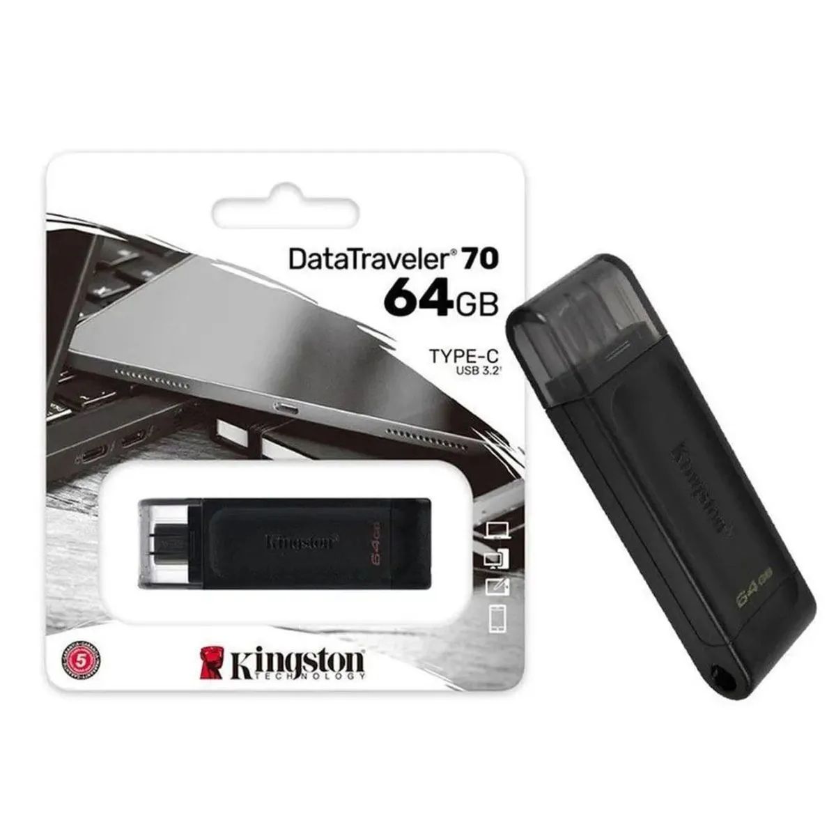 KINGSTON - MEMORIA USB KINGSTON DATATRAVELER 70, 64GB USB-C 3.2 GEN 1