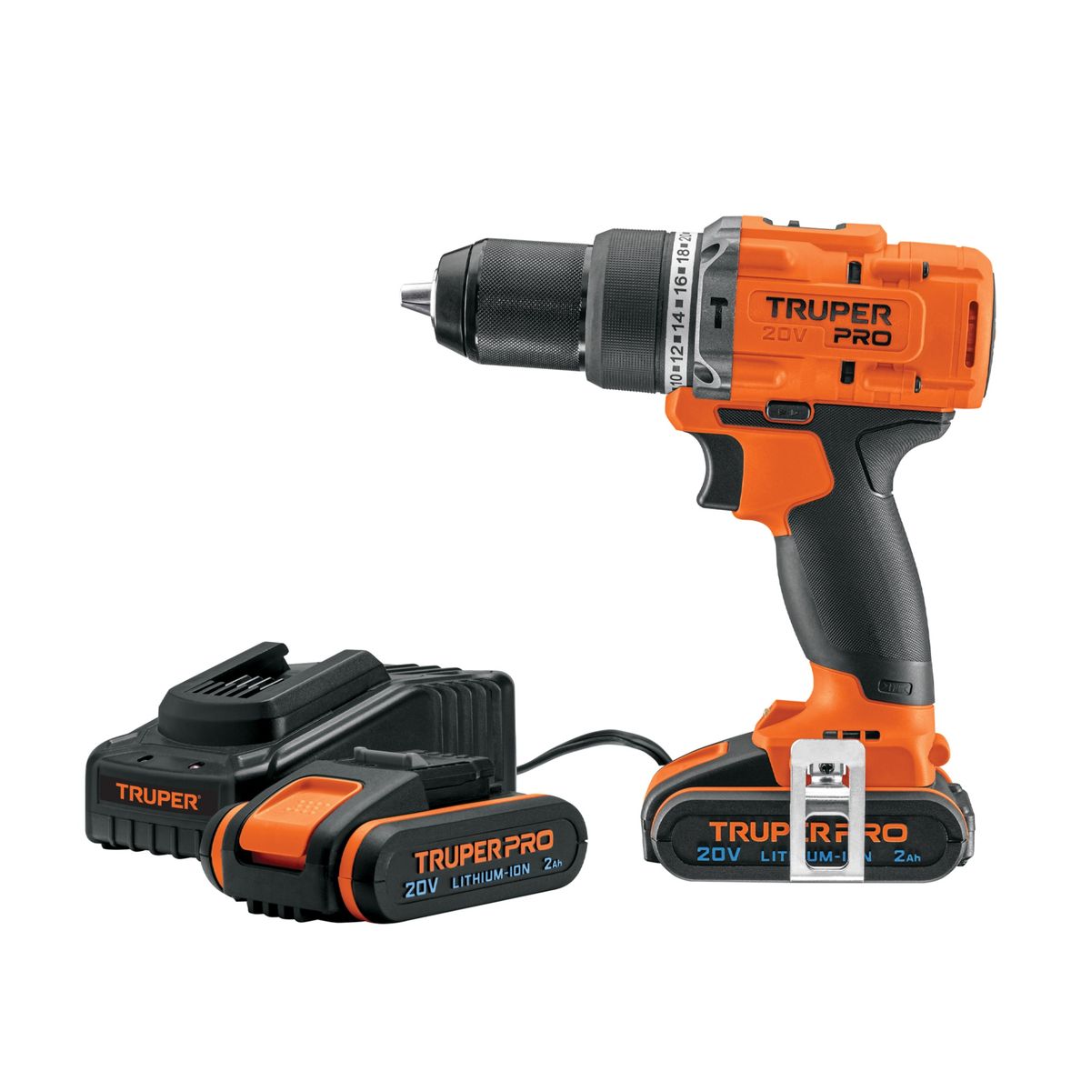 TRUPER - TALADRO PERCUTOR INALAMBRICO BRUSHLESS 2 BATERIAS 1OO PUNTAS Y BROCAS TRUPER PRO