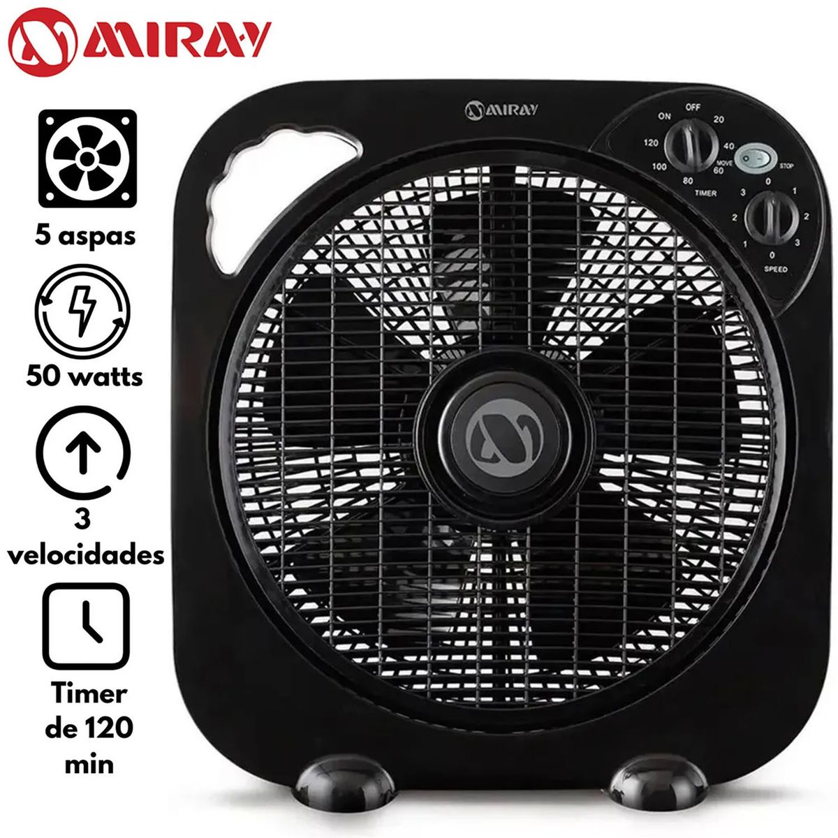 MIRAY - Ventilador Circulador Miray 12 VMC-1052 Negro