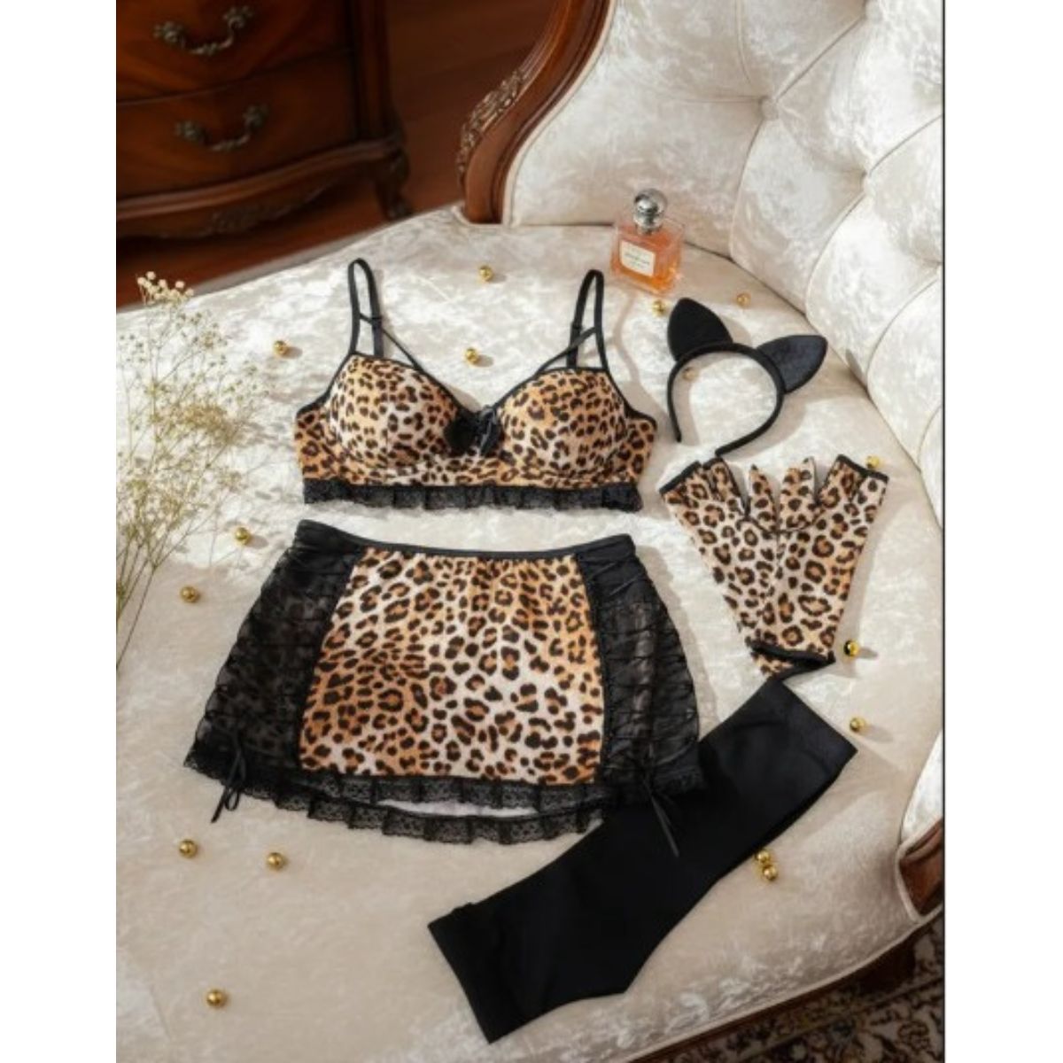 GENERICO - LENCERIA SEXY DISFRAZ TIGRESA  TRANSPARENTE  TALLA S-M-L