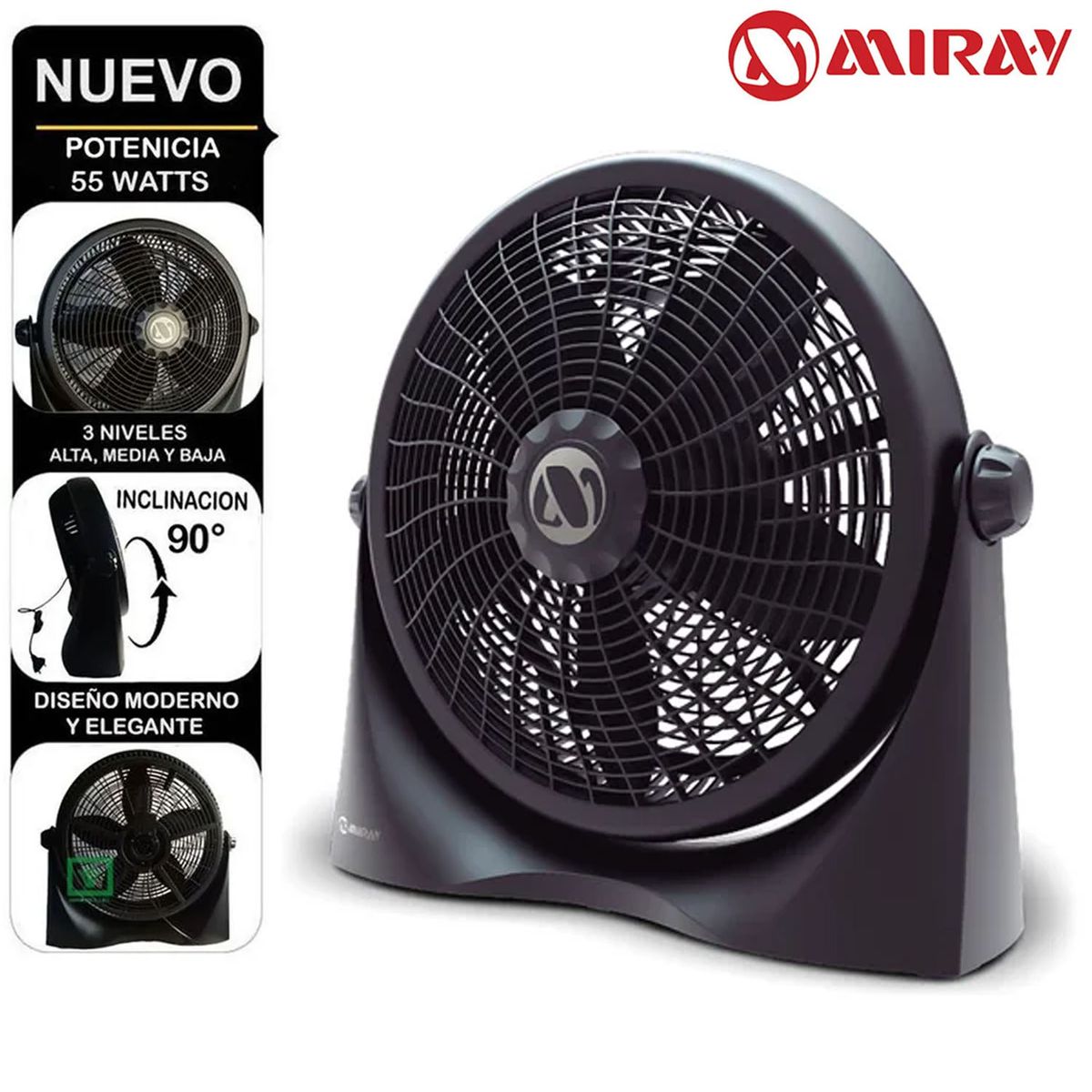 MIRAY - Ventilador Circulador Miray 16 VMC-1058 Negro