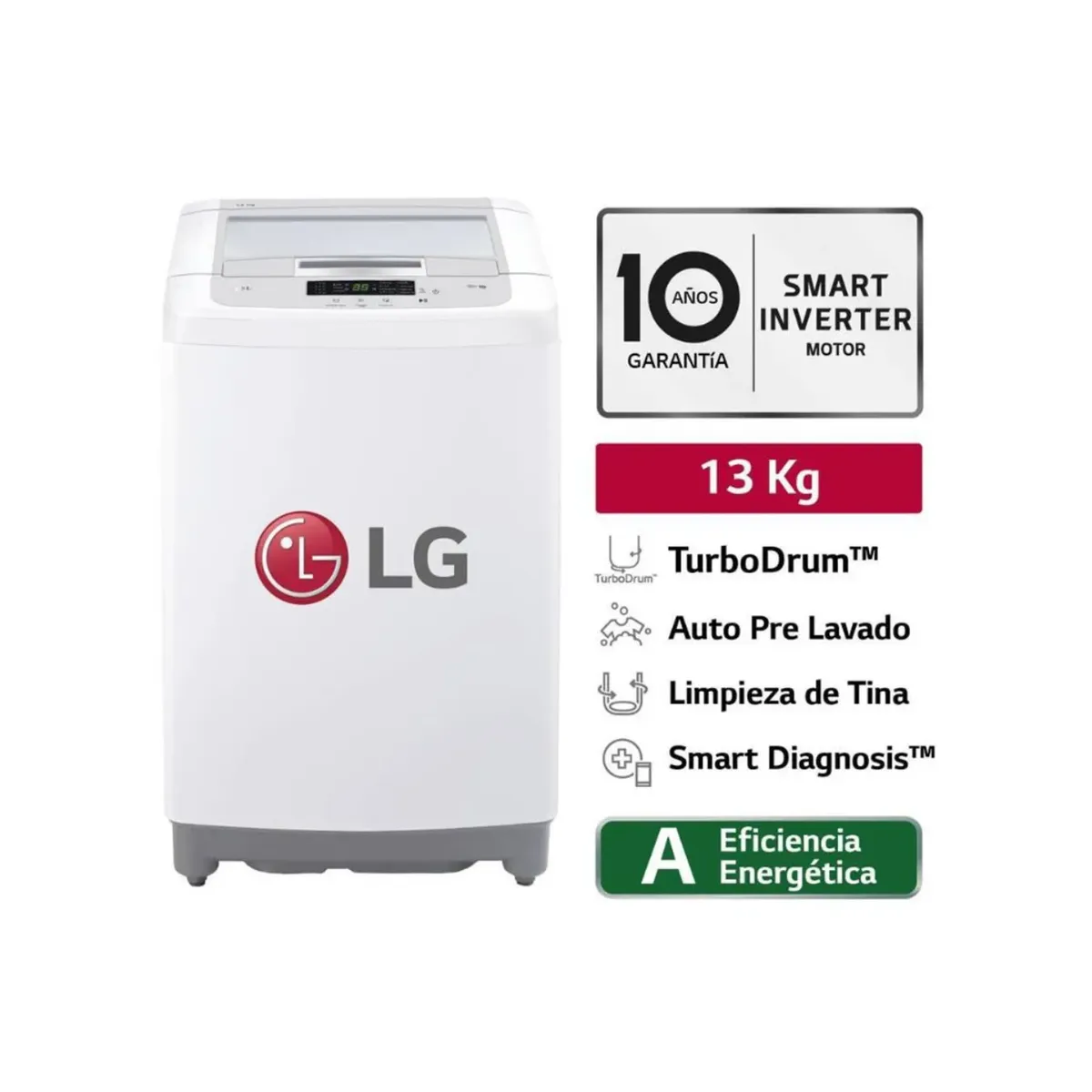 LG - Lavadora LG Carga Superior Smart Motion con TurboDrum 13 Kg WT13WPBK
